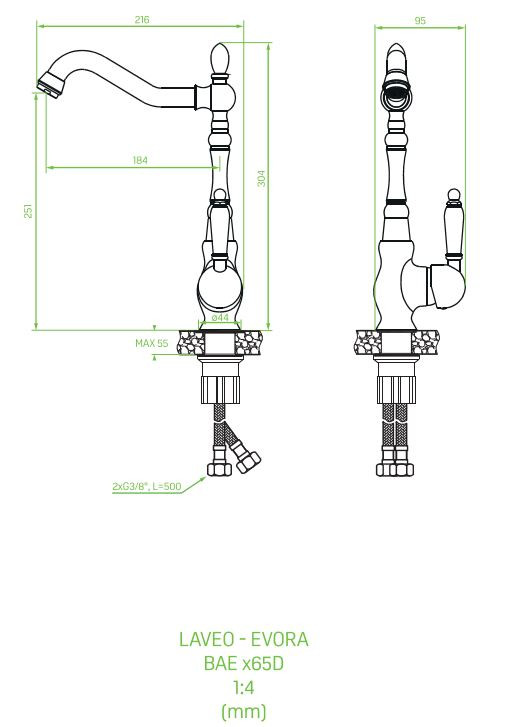 Laveo EVORA álló csaptelep, króm - Image 3