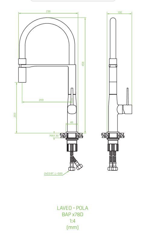 Laveo POLA álló csaptelep rugalmas kiömlővel, króm/szürke - Image 2