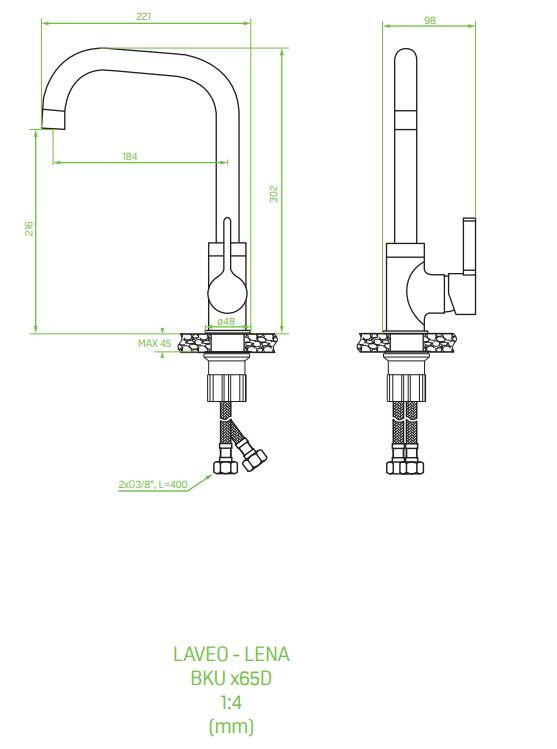 Laveo LENA álló csaptelep, szemcsés fekete - Image 3