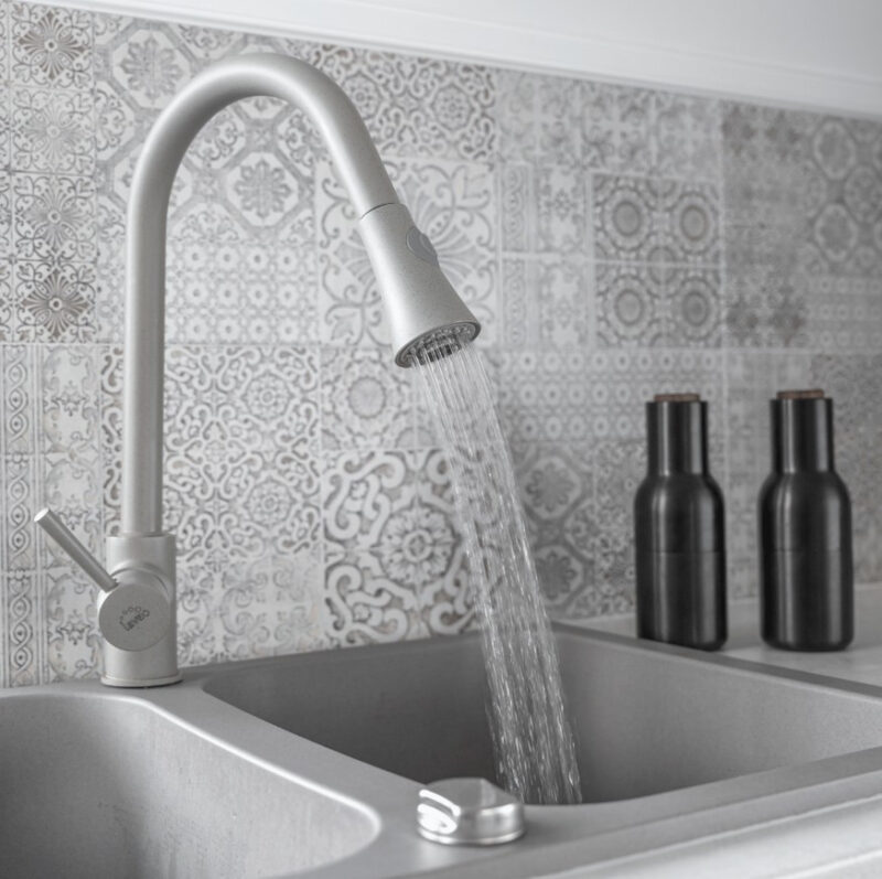 Laveo DARU Kihúzható zuhanyváltós csaptelep szürke