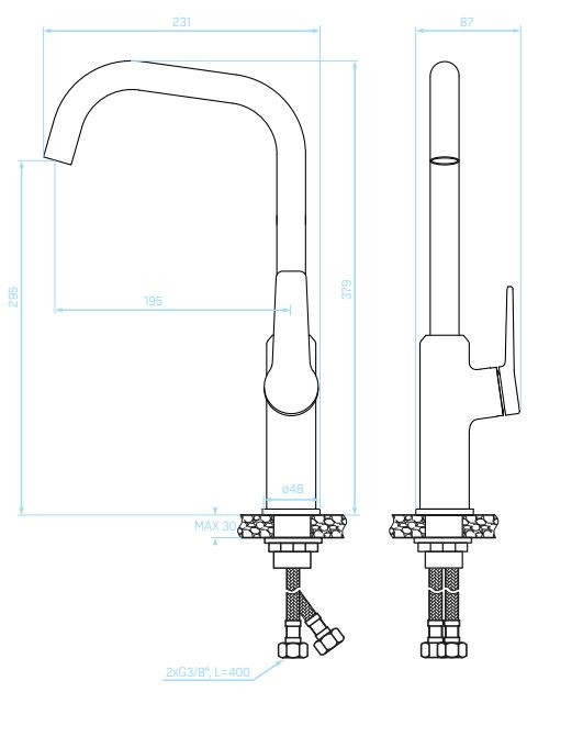 LAVEO ALANIS álló csaptelep, arany L alakú K. - Image 2