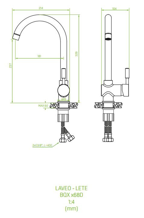 Laveo LETE álló csaptelep, fehér - Image 2