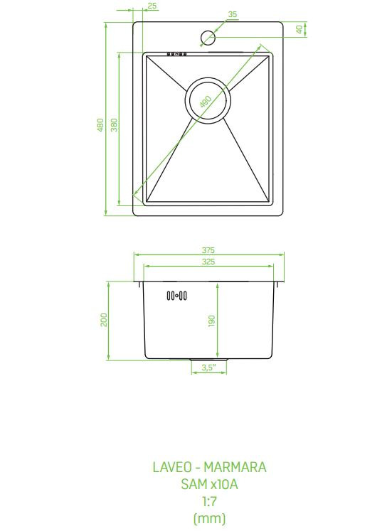 Laveo MARMARA MINI inox mosogató - Image 2