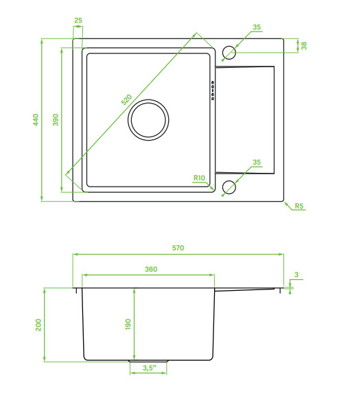 LAVEO MARMARA egymed.minicsepp. mosogató, Grafit - Image 2