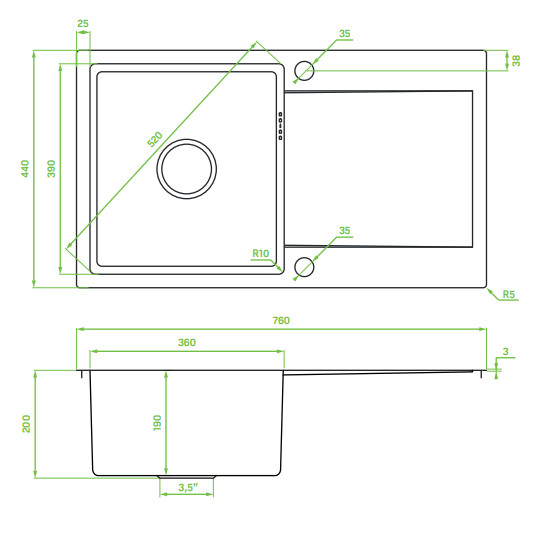 LAVEO MARMARA egymed.csepptálcás mosogató, rózsaarany - Image 2