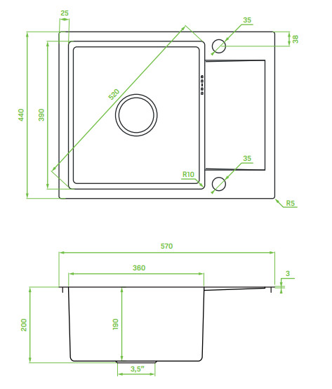 LAVEO MARMARA egymed.minicsepp. mosogató, rózsaarany - Image 2
