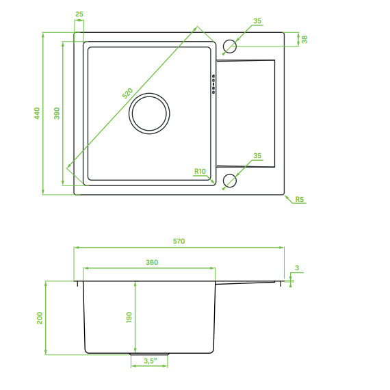 LAVEO MARMARA egymed.minicsepp. mosogató, Arany - Image 2