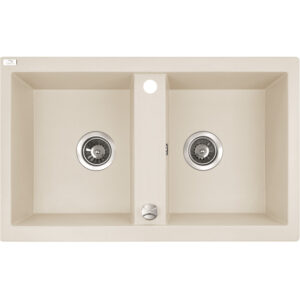 LAVEO BARBADOS jázmin kétmedencés mosogató automata dugókiemelős, helytakarékos szifonnal