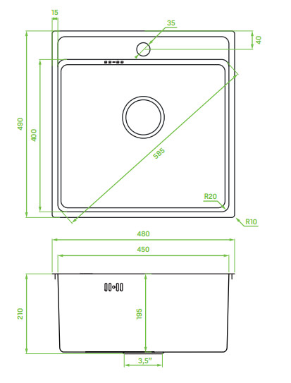 LAVEO BESOS egymedencés mosogató, szövetmintás inox - Image 2
