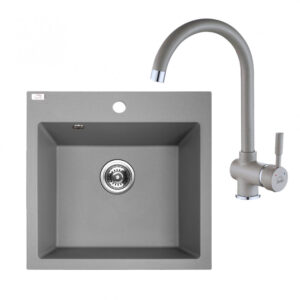 Laveo ALENA szürke szett álló csappal, helytakarékos szifonnal