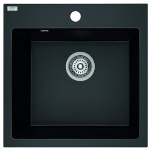 Laveo ALENA matt fekete egymedencés mosogató helytakarékos szifonnal