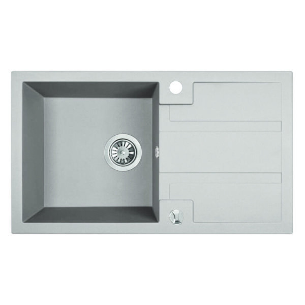 Laveo BARBADOS fehér csepptálcás mosogató dugókiemelős helytakarékos szifonnal