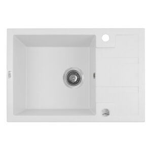 Laveo BARBADOS fehér mini csepptálcás mosogató dugókiemelős helytakarékos szifonnal