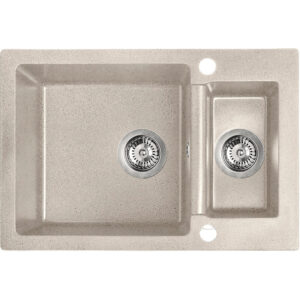 Laveo CELIA 1,5 medencés bézs mosogató dugókiemelős helytakarékos szifonnal