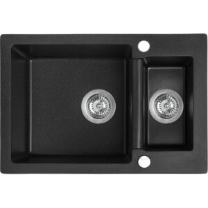 Laveo CELIA 1,5 medencés szemcsés fekete mosogató (SBC_730T)