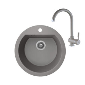 Laveo Dafne szürke szett álló csappal, helytakarékos szifonnal