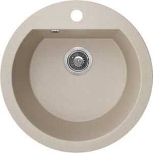 Laveo DAFNE egykör bézs mosogató csaplyukkal, helytakarékos szifonnal