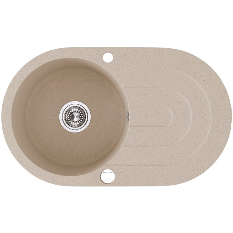 Laveo DAFNE egykör csepptálcás bézs mosogató dugókiemelős helytakarékos szifonnal