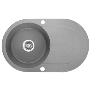 Laveo DAFNE egykör csepptálcás szürke mosogató dugókiemelős helytakarékos szifonnal