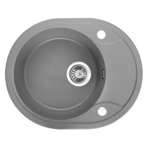 Laveo DAFNE egykör mini csepptálcás szürke mosogató dugókiemelős helytakarékos szifonnal