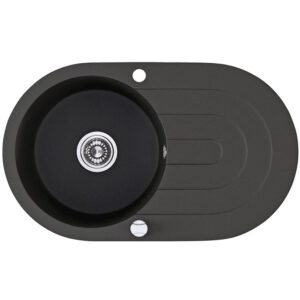 Laveo DAFNE egykör csepptálcás szemcsés fekete mosogató