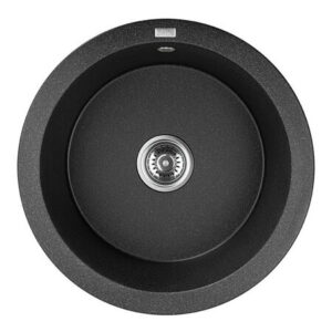 Laveo DAFNE fekete egykör szemcsés mosogató, helytakarékos szifonnal