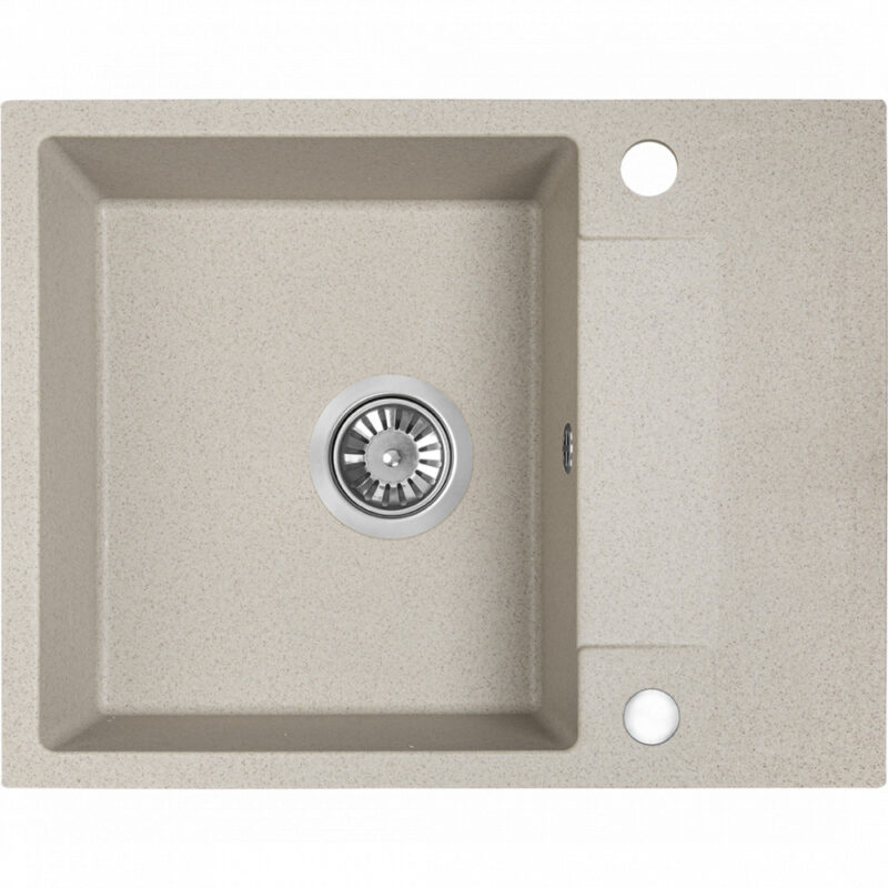 Laveo RAB MINI csepptálcás bézs mosogató helytakarékos szifonnal és csaplyuktakaró dugóval