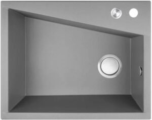 Laveo GRENADA csaplyukas szürke mosogató automata dugókiemelős, helytakarékos szifonnal