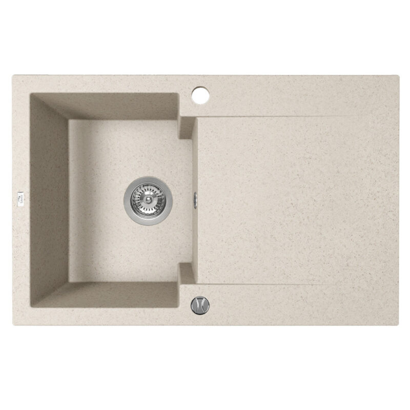 Laveo PICO 45S egymedence csepptálcás bézs gránit mosogató helytakarékos szifonnal