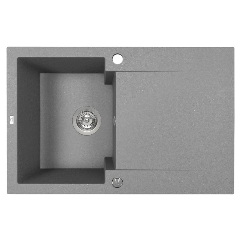 Laveo PICO 45S egymedence csepptálcás szürke gránit mosogató helytakarékos szifonnal