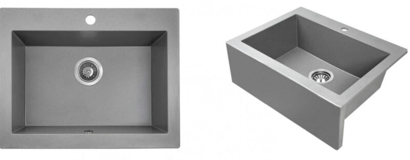 Laveo KOMODO szürke mosogató helytakarékos szifonnal