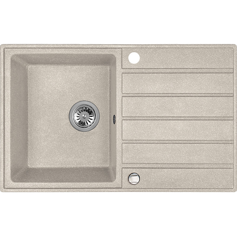 Laveo MARGARITA csepptálcás bézs mosogató, automata dugókiemelős, helytakarékos szifonnal