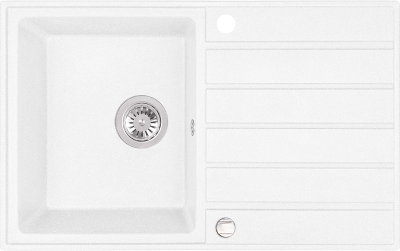 Laveo MARGARITA csepptálcás fehér mosogató automata dugókiemelős, helytakarékos szifonnal