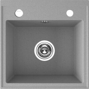 Laveo RINA egymedencés szürke mosogató csaplyukkal, automata dugókiemelős, helytakarékos szifonnal