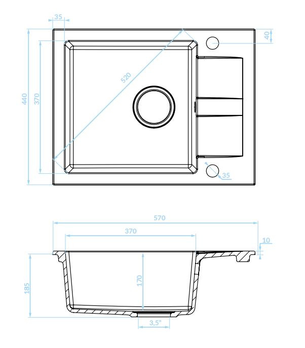 Laveo SHIRE MINI csepptálcás bézs mosogató - Image 2