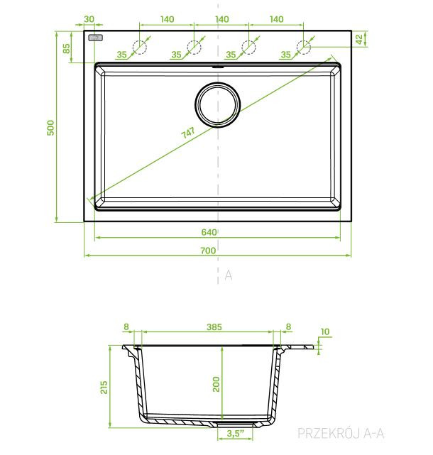 LAVEO TAU 7 nagymedencés mosogató, matt fekete - Image 2