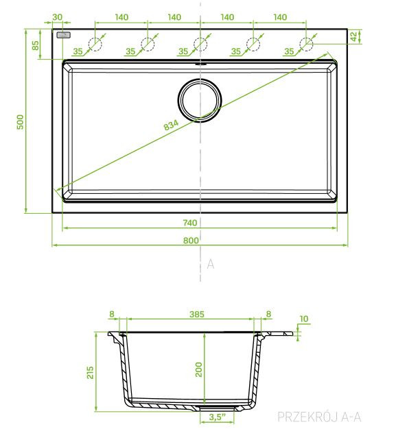 LAVEO TAU 8 nagymedencés mosogató, matt fekete - Image 2