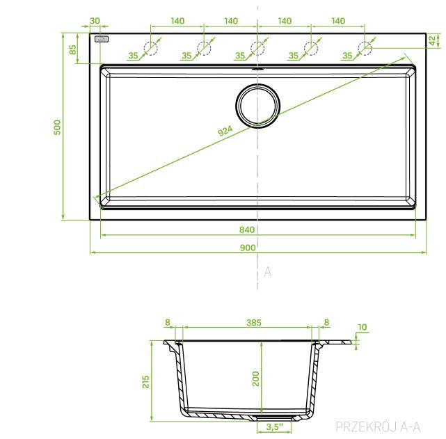 LAVEO TAU 9 nagymedencés mosogató, matt fekete - Image 2