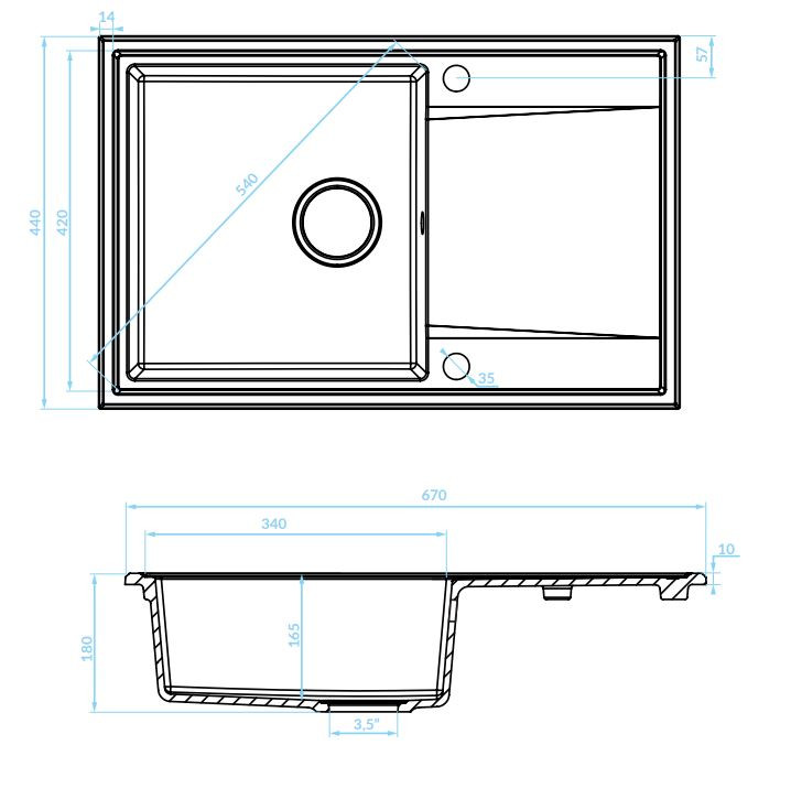 LAVEO HUNTER bézs egymedence csepptálcás szett - Image 2