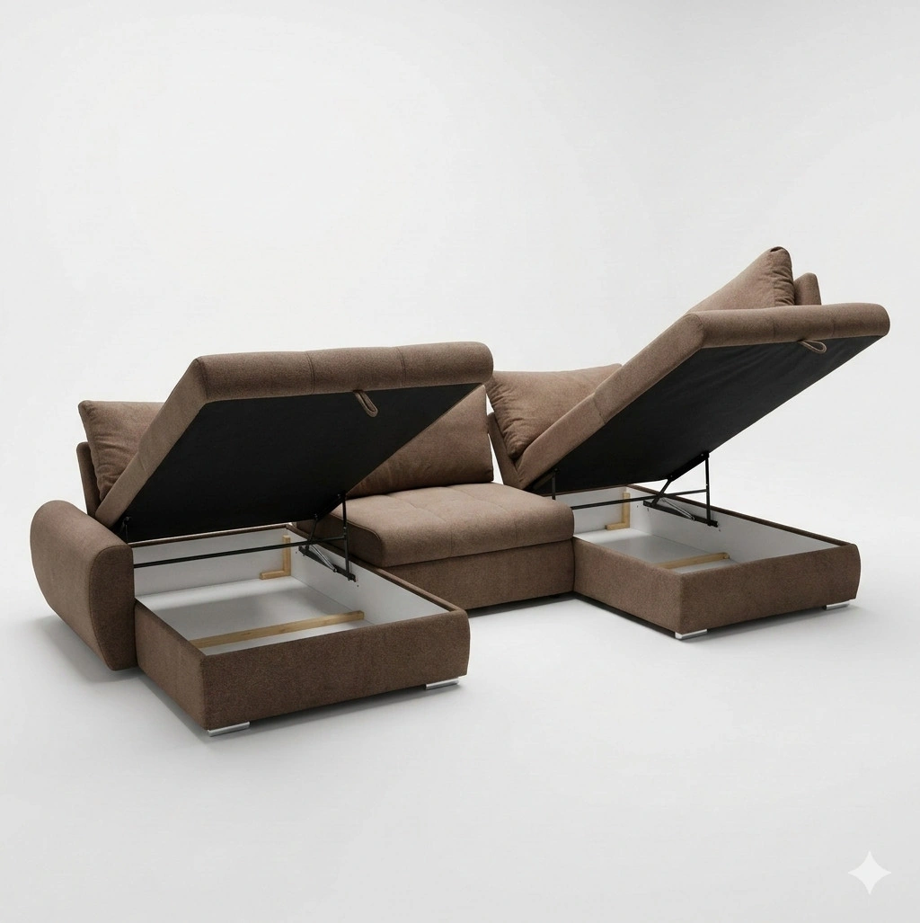 Canyon U alakú kanapé barna nyitott